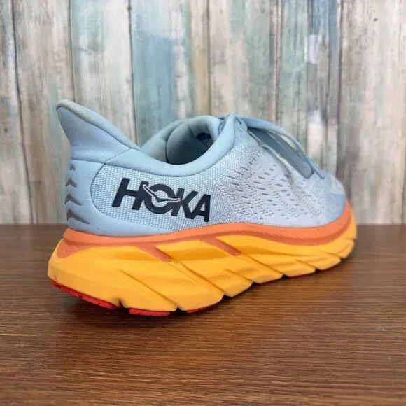 Hoka One Clifton 8 Women's 9.5 Wide Blue Orange Summer Song Walking Running Shoe - Picture 5 of 14